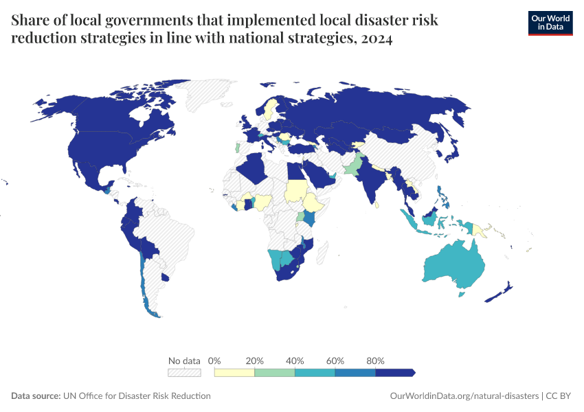 A thumbnail of the "Share of local governments that implemented local disaster risk reduction strategies in line with national strategies" chart