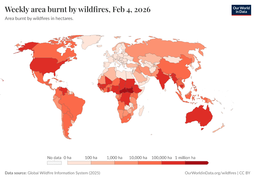 A thumbnail of the "Weekly area burnt by wildfires" chart